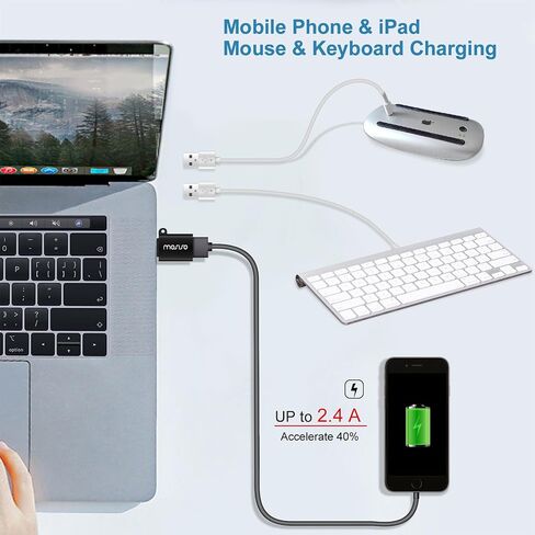 Mosiso متوافق مع MacBook Air 13 بوصة Case 2022-2018 A2337 M1 A2179 A1932 Touch ID ، غطاء حالة الصلابة البلاستيكية متوافقة مع MacBook Air 13.3 بوصة و USB C إلى محول USB 3 ، الأسود ، الأسود in Saudi Arabia