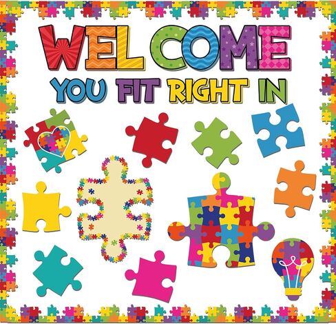 Pasimy 113 Pcs Welcome Back to School Bulletin Board Set Motivational Puzzle Pieces Classroom Decorations Kindergarten Positive Inspirational Welcome Back Bulletin Board Cutouts Door Wall Teachers in Saudi Arabia
