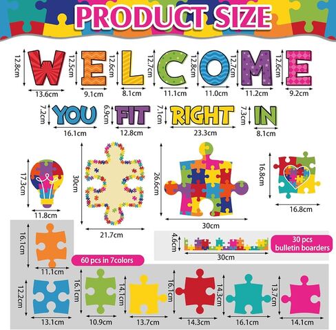 Pasimy 113 Pcs Welcome Back to School Bulletin Board Set Motivational Puzzle Pieces Classroom Decorations Kindergarten Positive Inspirational Welcome Back Bulletin Board Cutouts Door Wall Teachers in Saudi Arabia