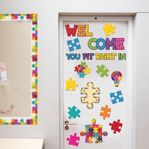 Pasimy 113 Pcs Welcome Back to School Bulletin Board Set Motivational Puzzle Pieces Classroom Decorations Kindergarten Positive Inspirational Welcome Back Bulletin Board Cutouts Door Wall Teachers in Saudi Arabia