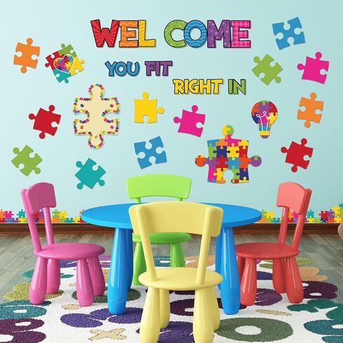 Pasimy 113 Pcs Welcome Back to School Bulletin Board Set Motivational Puzzle Pieces Classroom Decorations Kindergarten Positive Inspirational Welcome Back Bulletin Board Cutouts Door Wall Teachers in Saudi Arabia