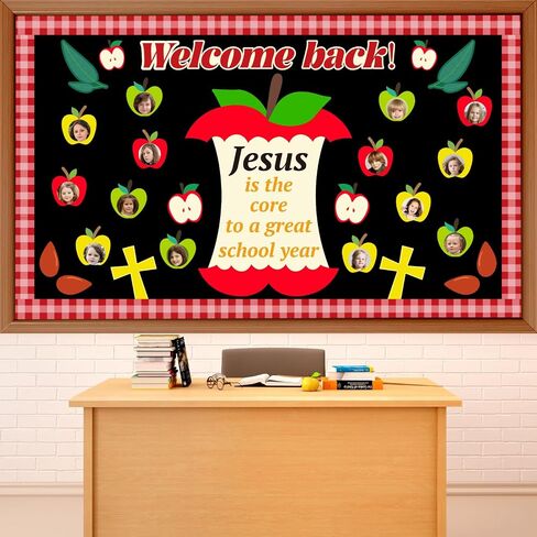Jesus is The Core to a Great School Year Bulletin Board Set Christian Classroom Bulletin Board Decorations Welcome Back Religious Apple Cutouts for Sunday School VBS Classroom Chalkboard Wall Decor in Saudi Arabia