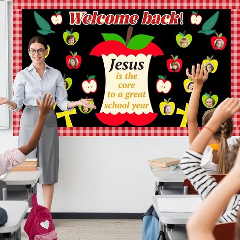 Jesus is The Core to a Great School Year Bulletin Board Set Christian Classroom Bulletin Board Decorations Welcome Back Religious Apple Cutouts for Sunday School VBS Classroom Chalkboard Wall Decor in Saudi Arabia