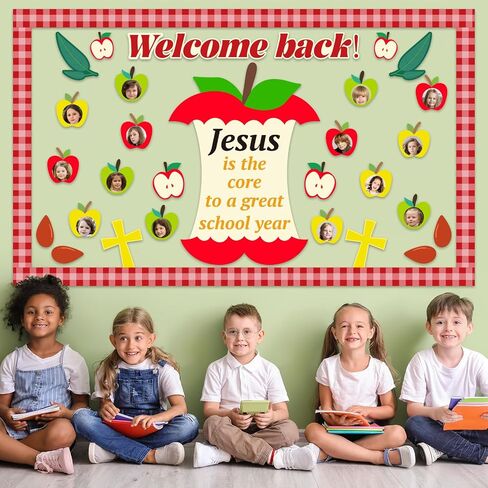 Jesus is The Core to a Great School Year Bulletin Board Set Christian Classroom Bulletin Board Decorations Welcome Back Religious Apple Cutouts for Sunday School VBS Classroom Chalkboard Wall Decor in Saudi Arabia