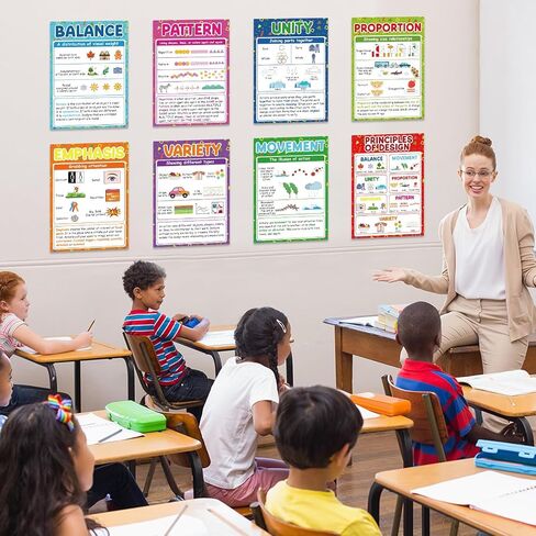 GISGFIM 8PCS الملصقات الفنية مبادئ ملصق التصميم الذي تعود إلى المدرسة التعليمية تزيين الفصول الدراسية تصميمات مبادئ المبادئ لمستلزمات مكتبة المدارس الثانوية الابتدائية اللوازم المكتبية in Kuwait