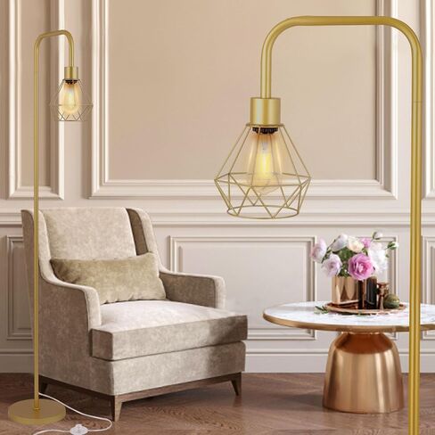 Gold Floor Lamp for Living Room,Industrial Minimalist Standing Lamps with 7W LED Bulb, Modern Tall Lamp with Unique Foot Switch for Bedroom Corner Office Reading in Saudi Arabia