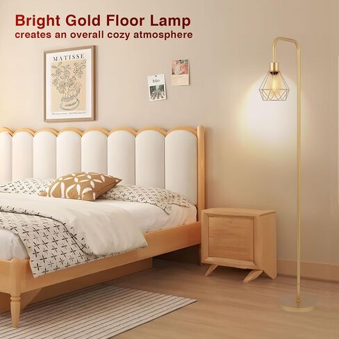 Gold Floor Lamp for Living Room,Industrial Minimalist Standing Lamps with 7W LED Bulb, Modern Tall Lamp with Unique Foot Switch for Bedroom Corner Office Reading in Saudi Arabia