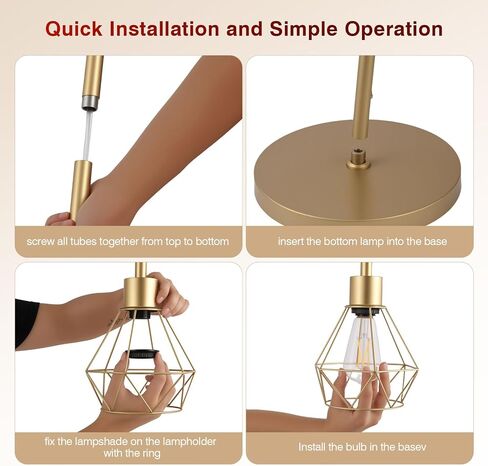 Gold Floor Lamp for Living Room,Industrial Minimalist Standing Lamps with 7W LED Bulb, Modern Tall Lamp with Unique Foot Switch for Bedroom Corner Office Reading in Saudi Arabia