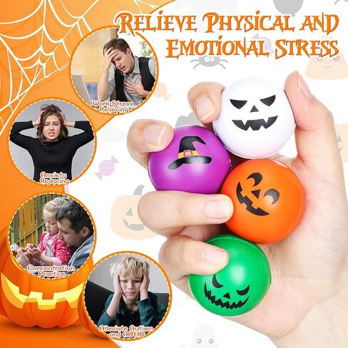 RealSpring 40 PCS Halloween الإجهاد الكرة ألعاب 1.57 بوصة كرات اليقطين الشبح كرات الشبح PU PU PREGR in Kuwait