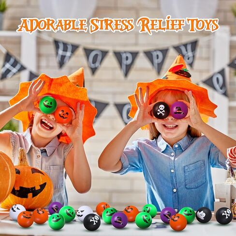 RealSpring 40 PCS Halloween الإجهاد الكرة ألعاب 1.57 بوصة كرات اليقطين الشبح كرات الشبح PU PU PREGR in Kuwait