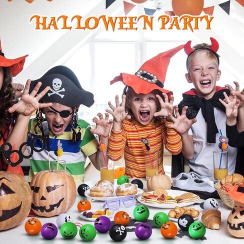 RealSpring 40 PCS Halloween الإجهاد الكرة ألعاب 1.57 بوصة كرات اليقطين الشبح كرات الشبح PU PU PREGR in Kuwait