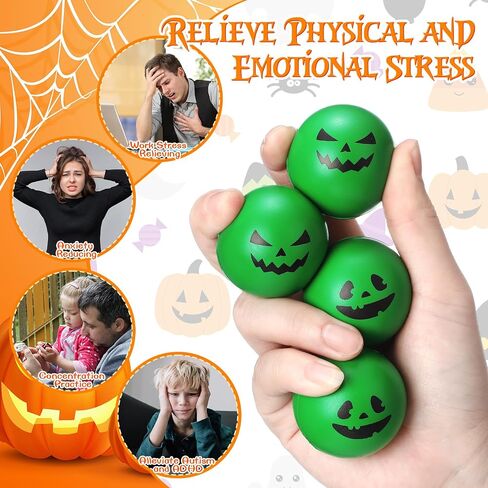 Realspring 40 Pcs Halloween Stress Ball Toys 1.57 Inch Pumpkin Stress Balls Ghost Balls Bulk Foam PU Press for Halloween Party Favors Carnival Reward Prizes(Horror Style,Multicolor) in Saudi Arabia