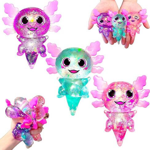 Axolotl Squishy Sugar Ball, Slow Rise Axolotl Squishy Sensory Fidget Toys for Kids, Easter Basket Stuffers, Glitter Stress Relief Sugar Balls for Party Favors, Autism, ADHD (Green) in Saudi Arabia