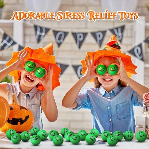 Realspring 40 Pcs Halloween Stress Ball Toys 1.57 Inch Pumpkin Stress Balls Ghost Balls Bulk Foam PU Press for Halloween Party Favors Carnival Reward Prizes(Horror Style,Multicolor) in Saudi Arabia