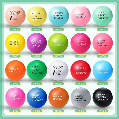 Jerify 200 Pieces Colorful Motivational Stress Relief Balls - 1.57 Inches for Adults, Employee Appreciation Gift, Coworkers Hand Exercise to Relieve Anxiety in Saudi Arabia