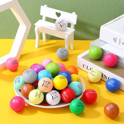Jerify 200 Pieces Colorful Motivational Stress Relief Balls - 1.57 Inches for Adults, Employee Appreciation Gift, Coworkers Hand Exercise to Relieve Anxiety in Saudi Arabia