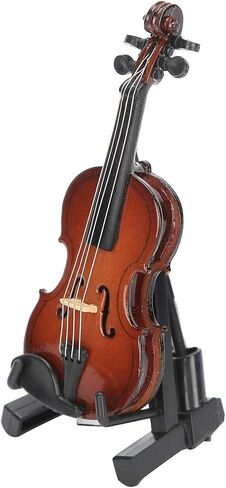 Tiny Little Violin, Basswood Mini Violin, Miniature Violin with Case and Base, Small Violin Joke, Portable Miniature Musical Instruments with Pull String for Home Decor in Saudi Arabia