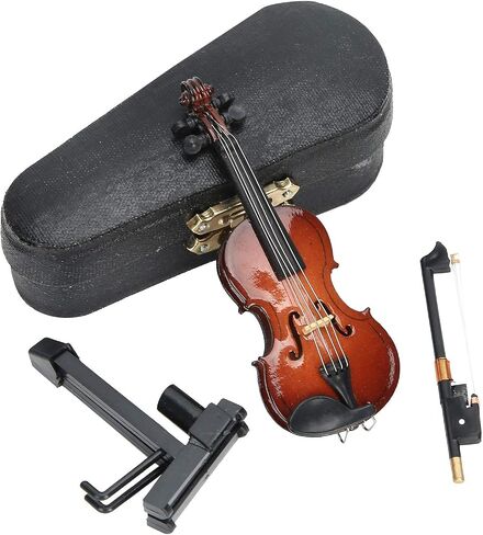 Tiny Little Violin, Basswood Mini Violin, Miniature Violin with Case and Base, Small Violin Joke, Portable Miniature Musical Instruments with Pull String for Home Decor in Saudi Arabia