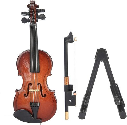 Tiny Little Violin, Basswood Mini Violin, Miniature Violin with Case and Base, Small Violin Joke, Portable Miniature Musical Instruments with Pull String for Home Decor in Saudi Arabia