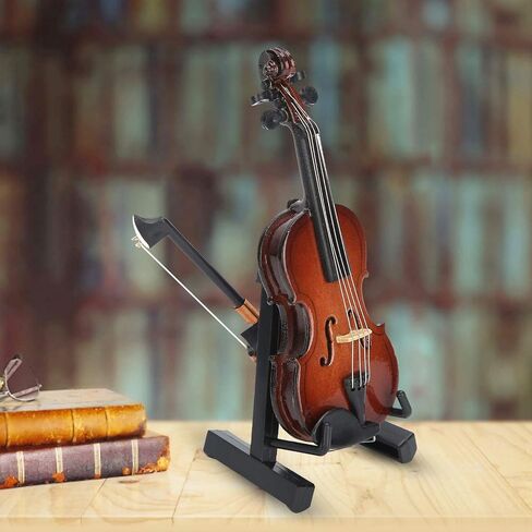 Tiny Little Violin, Basswood Mini Violin, Miniature Violin with Case and Base, Small Violin Joke, Portable Miniature Musical Instruments with Pull String for Home Decor in Saudi Arabia