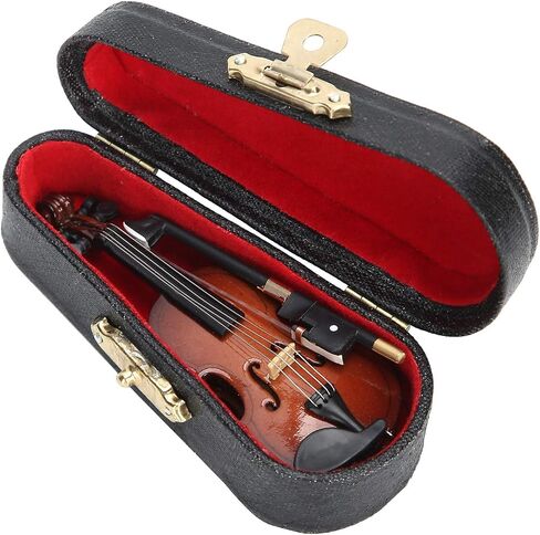 Tiny Little Violin, Basswood Mini Violin, Miniature Violin with Case and Base, Small Violin Joke, Portable Miniature Musical Instruments with Pull String for Home Decor in Saudi Arabia