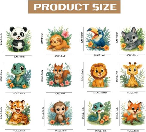 Superdant 12pcs حيوانات زهرية لطيفة الحديد على بقع نقل حيوانات كرتونية نقل الحرارة ملصقات DIY الحديد على شارات نقل حرارة قابلة للغسل ورقة للأطفال يرتدون الظهر وسادة الظهر in Saudi Arabia