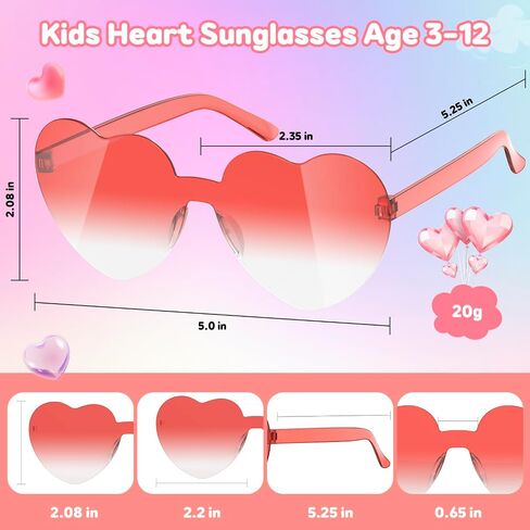Heart Sunglasses Party Favors for Kids - Girls Boys Age 3-12 Valentines Birthday Goodie Bags Stuffers (16 Pack) in Saudi Arabia