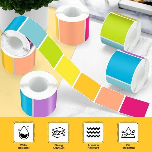 CTOSREE 500 PCS 1.5 بوصة دائرة الملصقات الحرارية الملصقات الجولة اللصقات ذاتية الملصقات الحرارية المباشرة ملصقات الطابعة متعددة الأغراض لتصميم شعار DIY ، رمز QR ، علامة الاسم 1 لفات (مختلطة مشرق ، 1.5*1.5 بوصة) in Saudi Arabia