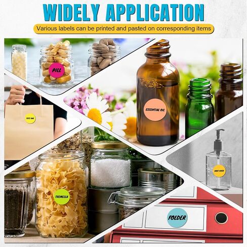 CTOSREE 500 PCS 1.5 بوصة دائرة الملصقات الحرارية الملصقات الجولة اللصقات ذاتية الملصقات الحرارية المباشرة ملصقات الطابعة متعددة الأغراض لتصميم شعار DIY ، رمز QR ، علامة الاسم 1 لفات (مختلطة مشرق ، 1.5*1.5 بوصة) in Saudi Arabia