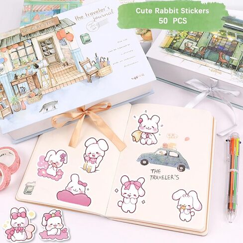 58PCS Cute Rabbit School Supplies Set Kawaii Stationery Kit Back to School, Including Notebook,Gel Pens,Pencil Case,Stickers,Festival Holiday Birthday Party Favors Easter Basket Stuffers in Saudi Arabia