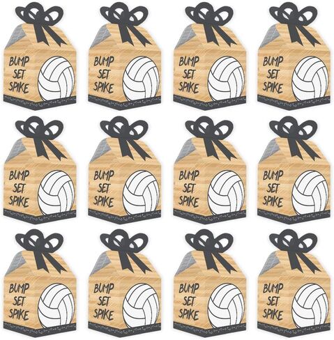 Big Dot of Happiness Bump, Set, Spike - Volleyball - Square Favor Gift Boxes - Baby Shower or Birthday Party Bow Boxes - Set of 12 in Saudi Arabia