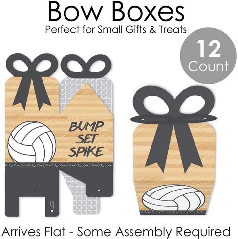 Big Dot of Happiness Bump, Set, Spike - Volleyball - Square Favor Gift Boxes - Baby Shower or Birthday Party Bow Boxes - Set of 12 in Saudi Arabia