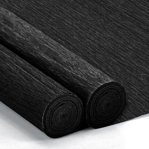 Crepe Paper Streamers 2 Rolls, 10 x 98Inch Crepe Paper Sheets for DIY Gift Colourful Paper Flower Wrapping Paper Crafts Birthday Wedding Holiday Party Decorations (Black) in Kuwait