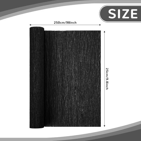 Crepe Paper Streamers 2 Rolls, 10 x 98Inch Crepe Paper Sheets for DIY Gift Colourful Paper Flower Wrapping Paper Crafts Birthday Wedding Holiday Party Decorations (Black) in Kuwait