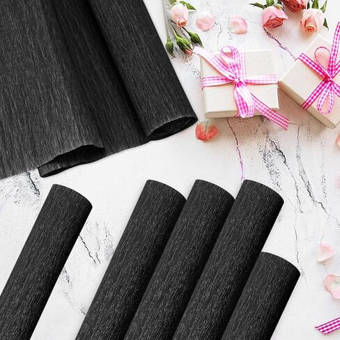 Crepe Paper Streamers 2 Rolls, 10 x 98Inch Crepe Paper Sheets for DIY Gift Colourful Paper Flower Wrapping Paper Crafts Birthday Wedding Holiday Party Decorations (Black) in Kuwait