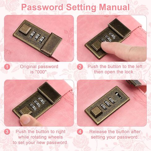 Toplive Diary with Lock, A5 Locking Vintage PU Leather Journal Notebook for Women Men Journal with Lock, Refillable Girls Password Diary with Retro Rose Pattern, Wine Red in Kuwait