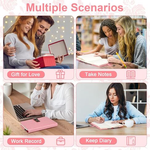 Toplive Diary with Lock, A5 Locking Vintage PU Leather Journal Notebook for Women Men Journal with Lock, Refillable Girls Password Diary with Retro Rose Pattern, Wine Red in Kuwait