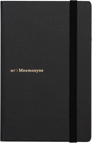 Maruman Mnemosyne Lined Journal- A6, 5.71" x 3.74", 80 Sheets / 160 Pages, 6.5mm Narrow Ruled Notebook, Book-bound With Premium Black Hardcover, Includes Bookmark & Elastic Closure, Made in Japan in Saudi Arabia