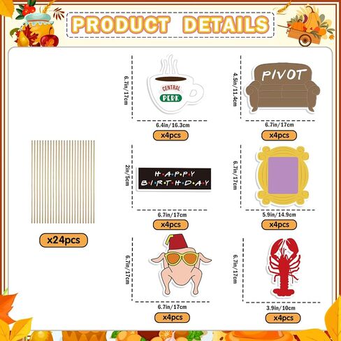 24pcs أصدقاء تحت عنوان ديكورات الحفلات المركزية أصدقاء الحفلات زخارف أصدقاء تليفزيون ديكورات الأصدقاء in Kuwait