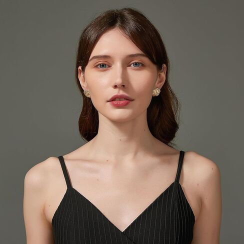 Gold Earrings for Women 18K,Gold-Vermeil 925 Sterling Silver Earrings for Women 18K Gold Huggie Double Hoop Womens Earrings Jewelry with 5A Cubic Zirconia - Dainty Gold Claw Ear Crawler Chain Small gold Hoops Huggie Earrings for Women,Elegant Wedding Half in Kuwait