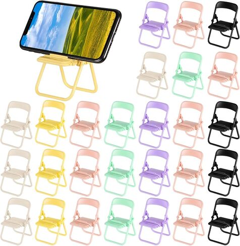 Flutesan 7 Pack Mini Folding Chair Cell Phone Stand Desktop Foldable Candy Color Mobile Phone Holder Folding Chair Cradle for Desk Phone, Random Colors in Saudi Arabia