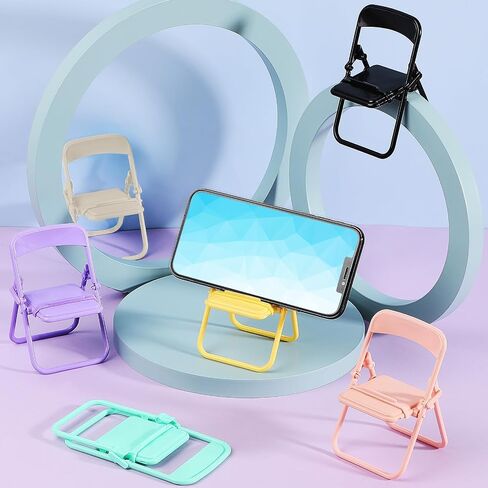 Flutesan 7 Pack Mini Folding Chair Cell Phone Stand Desktop Foldable Candy Color Mobile Phone Holder Folding Chair Cradle for Desk Phone, Random Colors in Saudi Arabia