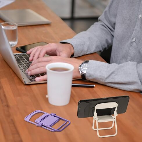 Flutesan 7 Pack Mini Folding Chair Cell Phone Stand Desktop Foldable Candy Color Mobile Phone Holder Folding Chair Cradle for Desk Phone, Random Colors in Saudi Arabia