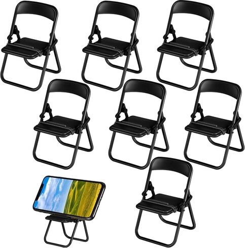 Flutesan 7 Pack Mini Folding Chair Cell Phone Stand Desktop Foldable Candy Color Mobile Phone Holder Folding Chair Cradle for Desk Phone, Random Colors in Saudi Arabia