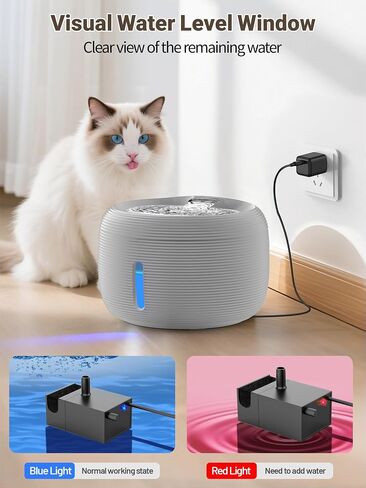 نافورة ماء Sibays Cat ، 3.5L/118 أوقية سعة كبيرة من النافورات النافورة للقطار للشرب ، موزع أوتوماتيكي لمياه الكلب الهادئة مع نافذة مصباح LED ومستوى الماء (FS77 ، أسود) in Kuwait
