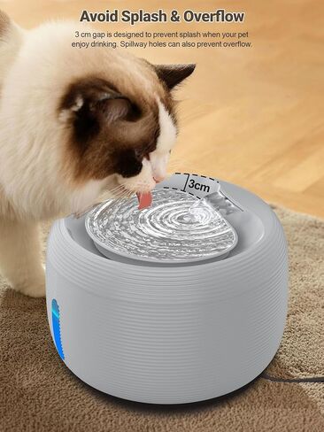 نافورة ماء Sibays Cat ، 3.5L/118 أوقية سعة كبيرة من النافورات النافورة للقطار للشرب ، موزع أوتوماتيكي لمياه الكلب الهادئة مع نافذة مصباح LED ومستوى الماء (FS77 ، أسود) in Kuwait