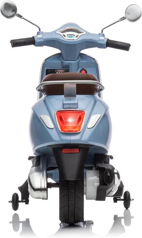 Light Blue 12V Vespa GTS Super Sport Ride-On for Kids 3-8, Licensed Vespa Electric Motorcycle with Realistic Sounds, Working Lights, Training Wheels, Treaded Tires, 66 lbs Capacity, 1-Year Warranty in Saudi Arabia