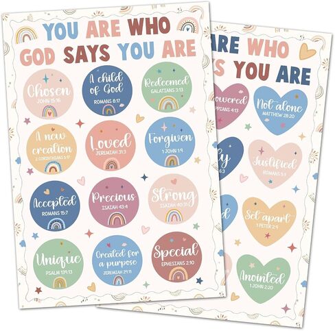 Qyeahkj 2 PCS ملصق مسيحي ملصق Board Set God يقول أنك تحفيزي الكتاب المقدس ديني ديكور الفصول الدراسية ملهمة الفصول الدراسية Sunday School Wall Decor Supplies (Boho) in Saudi Arabia