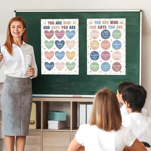 Qyeahkj 2 PCS ملصق مسيحي ملصق Board Set God يقول أنك تحفيزي الكتاب المقدس ديني ديكور الفصول الدراسية ملهمة الفصول الدراسية Sunday School Wall Decor Supplies (Boho) in Saudi Arabia
