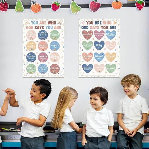 Qyeahkj 2 PCS ملصق مسيحي ملصق Board Set God يقول أنك تحفيزي الكتاب المقدس ديني ديكور الفصول الدراسية ملهمة الفصول الدراسية Sunday School Wall Decor Supplies (Boho) in Saudi Arabia